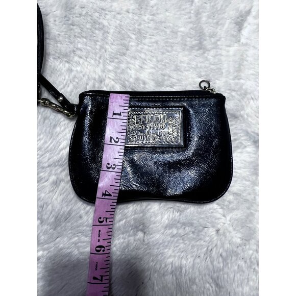 Coach Leather Wristlet Black With Gold Logo Plate - Picture 2 of 7